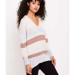 LOFT Striped V-Neck Women's‎ Pullover Sweater - Size S